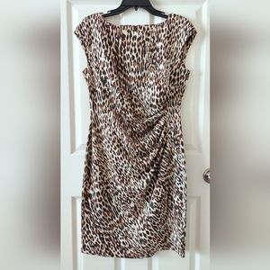 Anne Klein Leopard Print Pintucked Sweater Dress